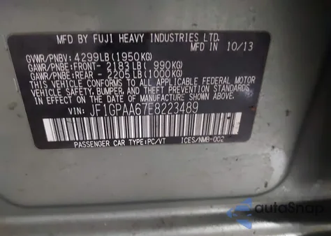 2014 Subaru Impreza 2.0I z USA, uszkodzony, nr VIN JF1GPAA67E8223489